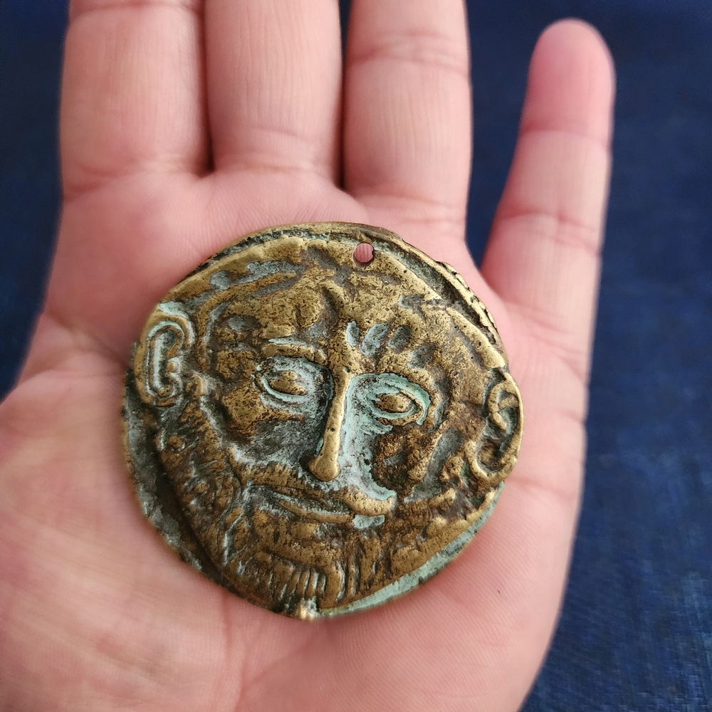 Mask of Agamemnon Mycenaean Revival Bronze Medallion Jewelry Pendant